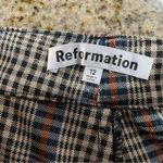 Reformation  Franklin Straight Ankle Cropped Trouser Pant Taupe Plaid 12 Photo 6