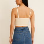 YornMona Embroidered Camisole + Frayed Denim Mini Skirt Bundle (XS/S) Tan Photo 1