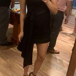 Lulus Romantic Allure Black Satin Asymmetrical Mini Dress Size M Photo 4