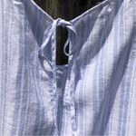 Sigrid Olsen  long white and blue striped linen maxi dress w/pockets M Photo 6