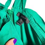 J.Crew  | Blouse 00 Jade Green Ruffled Off-The-Shoulder Tie-Neck Peasant Sleeve Photo 6