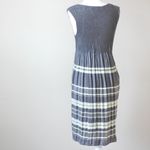 Max Studio  Slate Grey Light Yellow Stripe Sleeveless Scoop Smock Dress Small Photo 7