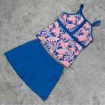 Lands' End Lands’ End Tummy Control Keyhole High Neck Tankini 14DD & Skirt Tropical Blue 14 Photo 1