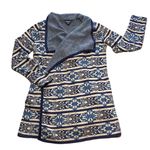 Lucky Brand Open Long Sleeve Cozy Cardigan Nordic Ivory Blue Women's Small Photo 2