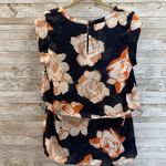 CAbi Womens S Blouse #5030 Sleeveless Navy Blue w/ Orange White Floral Layered Photo 6