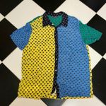 STAUD Pallas Floral Button Down Top Blouse ColorBlock Calico Petunia AOP size L Photo 8