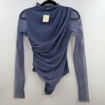 Free People  On My Way Mesh Bodysuit XS periwinkle NWT Long sleeve high neck Photo 0