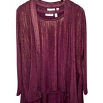 Susan Graver  Womens Burgundy Two-Piece Liquid Knit Set Tank and Cardigan S Photo 0