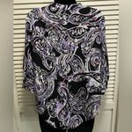 Dana Buchman Paisley Purple/Black/White Chiffon 3/4 Sleeve Blouse Size PS Photo 4