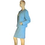 Requirements  BLUE W/PASTEL PINK & YELLOW TWEED SKIRT SUIT WITH FRINGE ACCENT 16 Photo 4