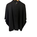 Anne Klein XL Stylist Wool Blend Womens Black Zip-Up Poncho With High Neck Photo 3