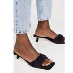 Good American Black Terry Kickstand Kitten Heel Mules Size 5 Photo 0