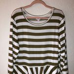 LuLaRoe Dress Cream & Tan Striped Georgia Dress Sz 3X NWT Ruffled Skirt Long Slv Photo 3