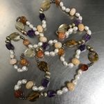 C.D. Peacock Pearl, Amethyst & Agate Necklace NWOT Purple Photo 0