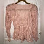 Pink Front tie knot babydoll blouse w/ deep v neck Photo 5