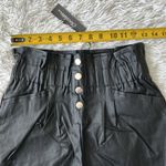 Chocolate USA Women’s paper bag faux leather shorts in black size Small Photo 3