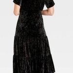 Who What Wear ruched puffed shirt sleeve tiered velvet midi dress black XS Photo 1