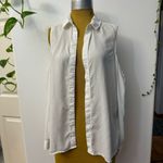 Cloth & Stone White button down shirt with long sleeves and bare shoulders Sz S Photo 3