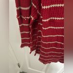 Free People Red and Grey Striped Waffle Knit Oversized Long Sleeve Photo 4