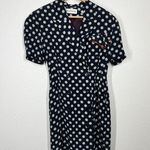 Nipon Boutique Polka Dot Silk Dress Size 6 Vintage 1980s Navy White Nautical Photo 2