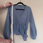 SheIn Unity Raglan Sleeve Belted Peplum Blue Top NWOT Photo 5