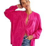 Free People XS Tunic Top Hot Pink Cant Stop Dreaming Boho Lounge Western Cowgirl Photo 0