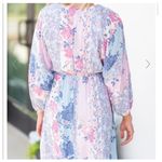 The Mint Julep Midi Dress Womens Medium Lavender Purple Floral Half Sleeve Photo 2