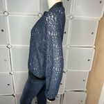 Stella & Dot  The Downtown Navy Lace Bomber Jacket Size Large Photo 9