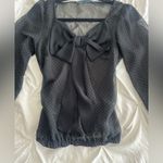 ZARA  Black Blouse with Polka Dots and Bow Photo 2