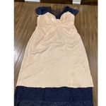 Rene Ruiz illusion Lace Mesh Evening sheath Knee short sleeve Dress Navy Blue 8 Photo 13
