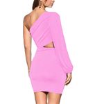 Amazon LYANER One Shoulder Cutout Bodycon Mini Dress Photo 1