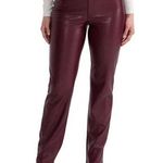 Anthropologie  Joie Faux Leather Pants Size 8 Burgundy Straight Fit High Waist Photo 4
