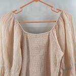 Bobi Blouse Large Smocked Bare Light Peach NWT Long Sleeve 100% Cotton Stretch Photo 8