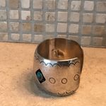 VINTAGE NAVAJO TURQUOISE GEM STONES STERLING SILVER CUFF BRACELET 7 1/2β Photo 4