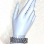 Boutique Hinged Woven Cuff Bracelet Statement Jewelry Silver Photo 9