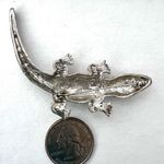 Silver Rhinestone Alligator Brooch Green eyes Photo 5