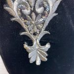 Vintage Dress 90s Midi Cocktail Floral Applique Black Velvet Slinky Party Dress Size M Photo 7