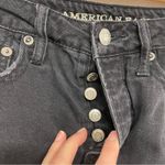 American Eagle  Black Raw Hem Denim Mini Skirt Hi Rise Festival Mini Womens 2 Photo 6