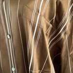 Vince  Striped 100% silk shirt, Brown with  Cream stripes, Size XL, NWT Photo 4