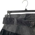 Chia Vintage Lace and Distressed Black Leather High waisted skirt size 6 Photo 4