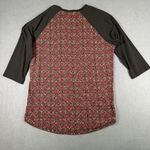 LuLaRoe Randy Shirt Womens Lrg Black Red Raglan Floral Baseball Tee Stretch Top Photo 6
