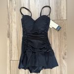 NWT Profile by Gottex Tutti Frutti Sweetheart Bandeau Swimdress One Piece Sz 8 Black Photo 3