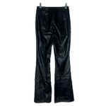 Topshop Pants Women 4 Black Vegan Leather Slit Hems Faux Leather Flare Edgy Rock Photo 1