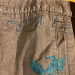 Cider  Women’s Oversize Brown W/Roses & Letters Jean Jacket Sz S-EUC Photo 2