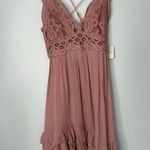 Free People  Adella‎ Slip Lace Western Casual Boho Rose Dress Small Photo 2