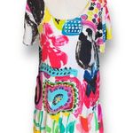 Jams World Hattie Dress Daiquiri Abstract Print Crinkle Tiered Skirt Mini Medium Photo 9