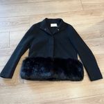 Ramy Brook  Addison Black Wool Faux Fur Snap Coat Size M Photo 1