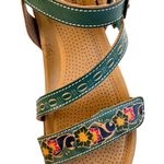 Spring Step EUC  Leather Dialog Sandals Teal Floral Size 8.5 Photo 2