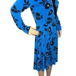 White House | Black Market Blue Floral V Neck Dress Long Sleeve Size 8 No Belt Photo 8