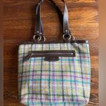 Coach Vintage  Penelope Tattersall Plaid Wool Tweed Leather Handbag Photo 3